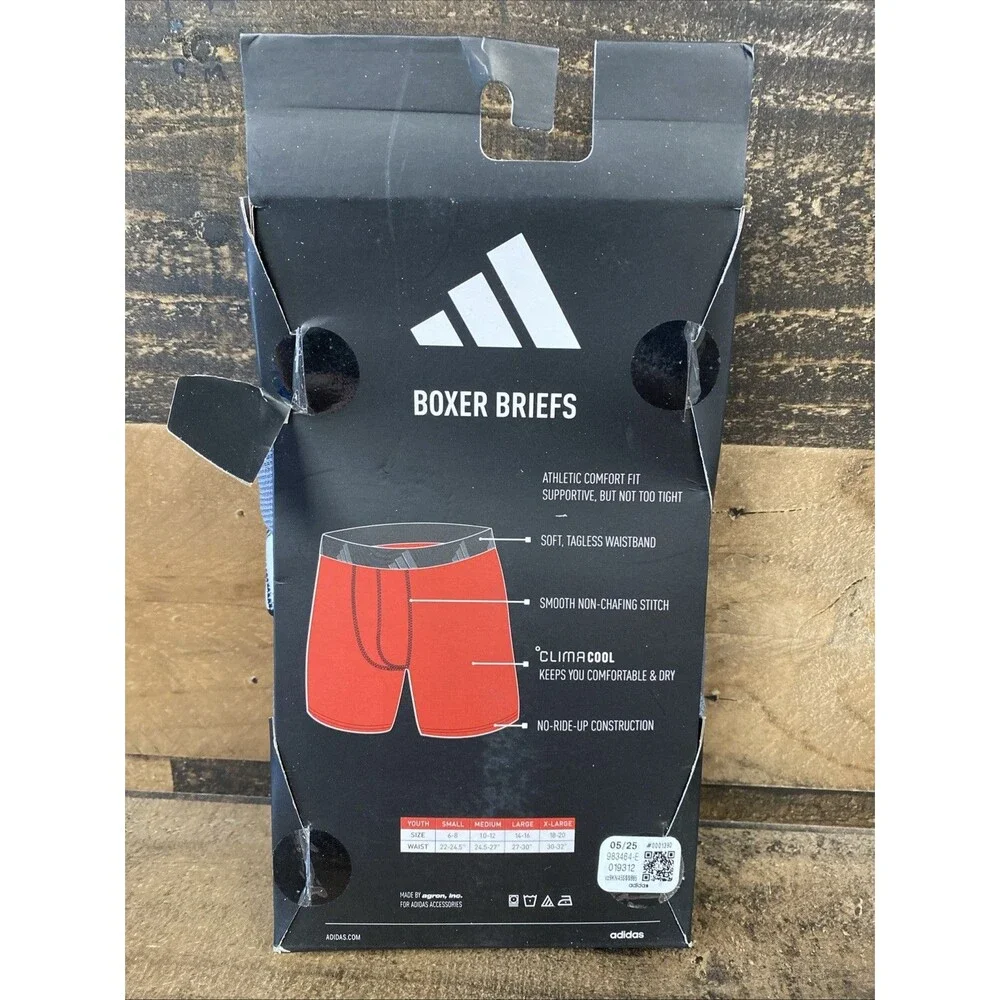 Adidas Youth Boxer Briefs Size Large (14-16) Quick Dry Fabric Athletic Fit New O